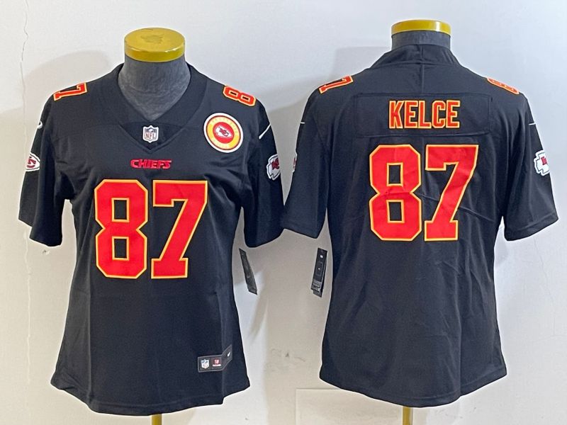 Youth Kansas City Chiefs #87 Kelce Black 2025 Nike Vapor Limited NFL Jersey style 2093->youth nfl jersey->Youth Jersey